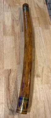 Vintage Handcrafted Wooden Rainstick Tribal Design Natural Rain Sound 30” Decor